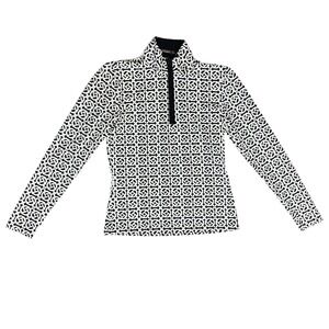 J McLaughlin Catalina Cloth 1/4 Zip Pullover. Sz XS Black, Cream, Light Blue